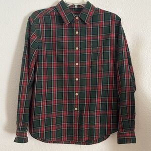 Pendleton Red & Green Tartan long sleeve button down cotton shirt L